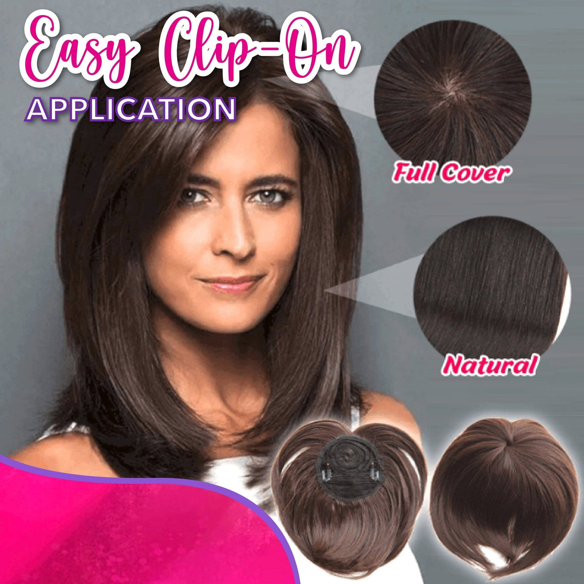 Stirn-Topper Mit Dickem Pony | 50 Cm Clip-in Haaraufsatz Für Damen | Deckt Dünnes Haar Ab (Weiß)