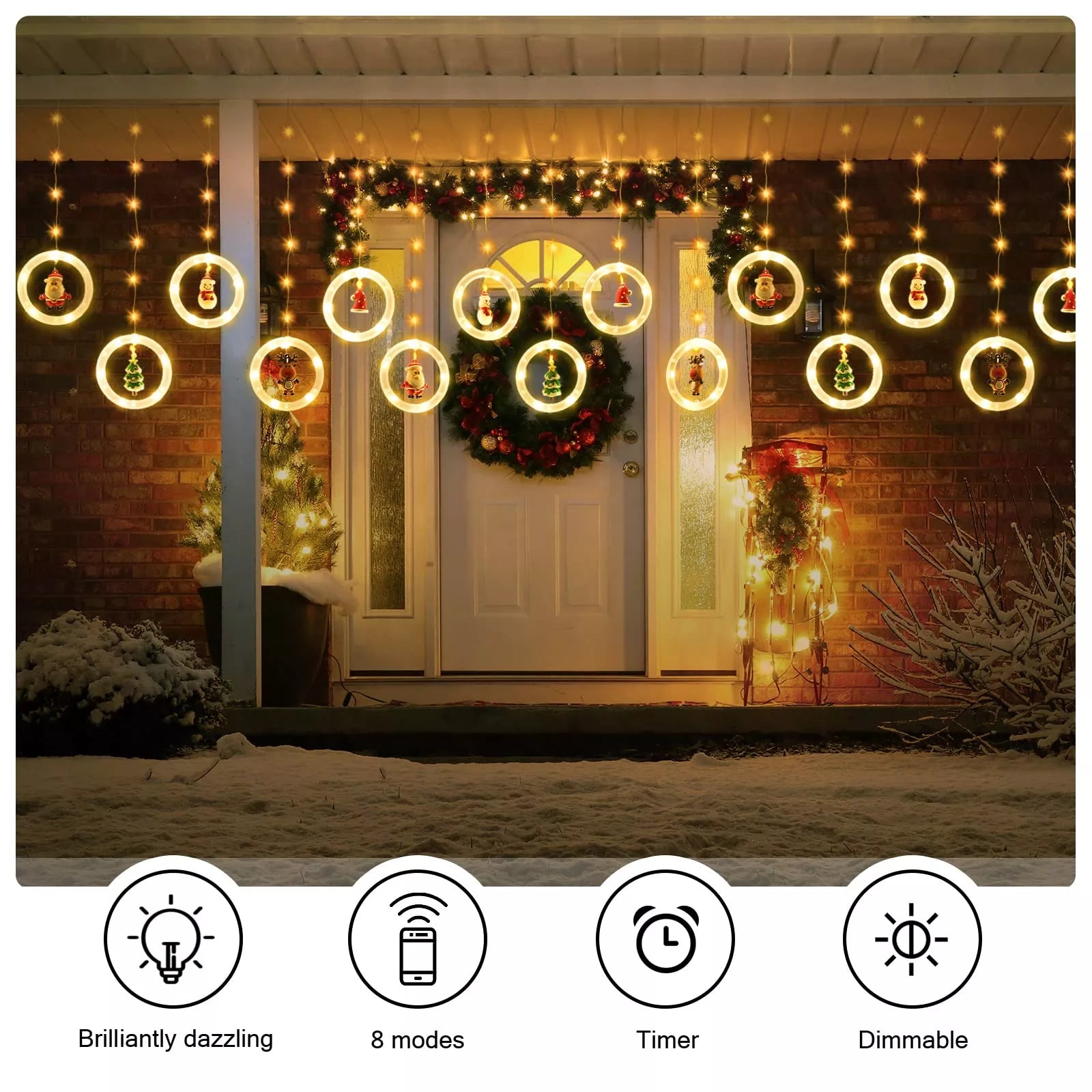 7+3 Gratis | LightRings™ - Bezaubernde 3D-Vorhanglichter für eine Magische Weihnachtsatmosphäre!